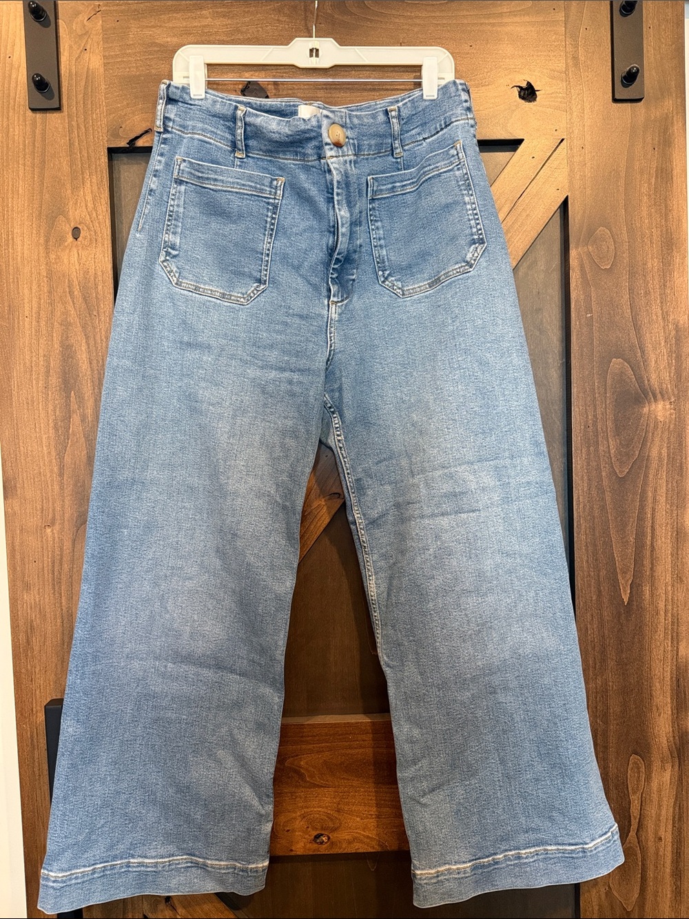 Maeve High-Rise Wide-Leg Women's Jeans in Light Blue size 32P